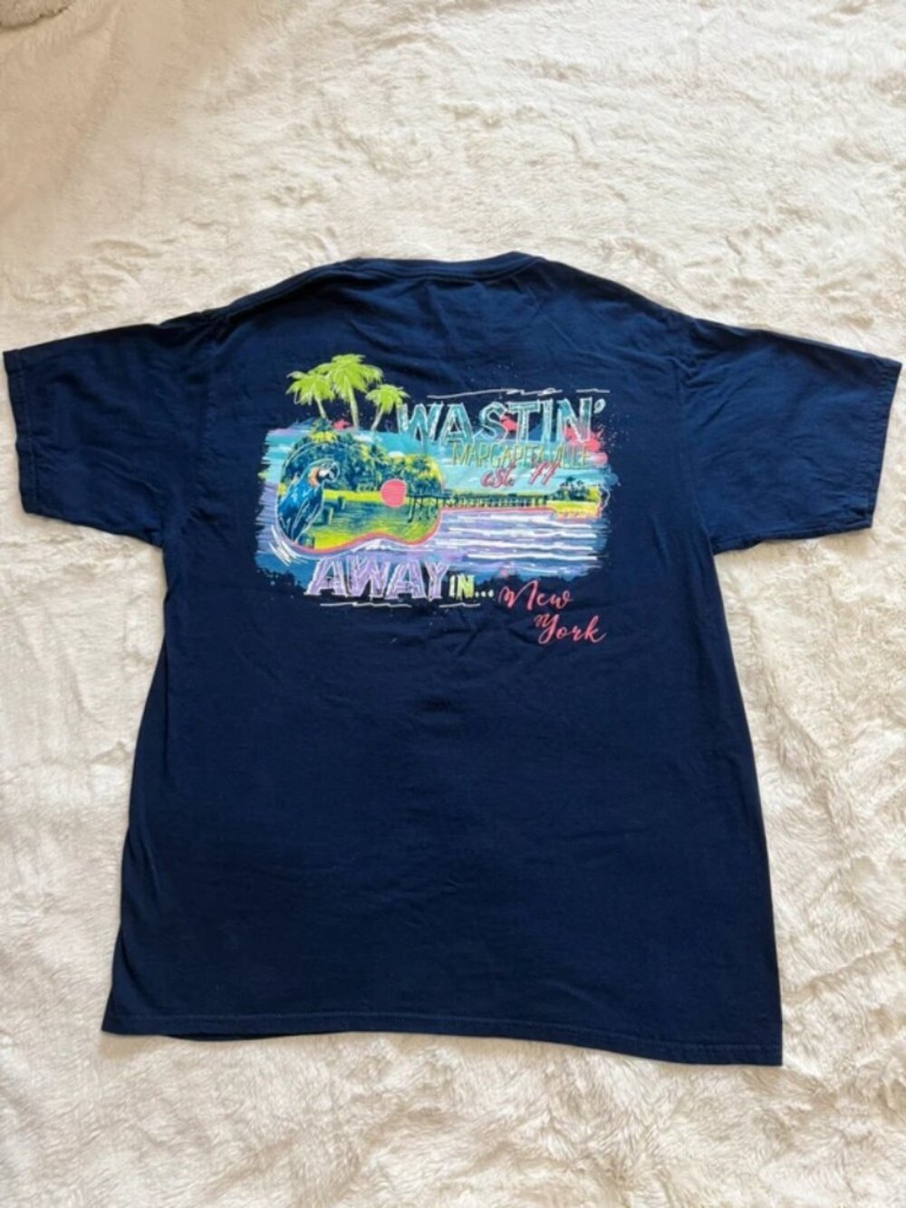 Jimmy Buffett Margaritaville NY New York Shirt Guitar Back Graphic